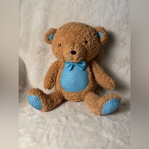 Hallmark Brown Teddy Bear with Blue Polka Dot Accents